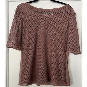 PenSeption Concept Brown Lace Overlay Top Women’s Size L